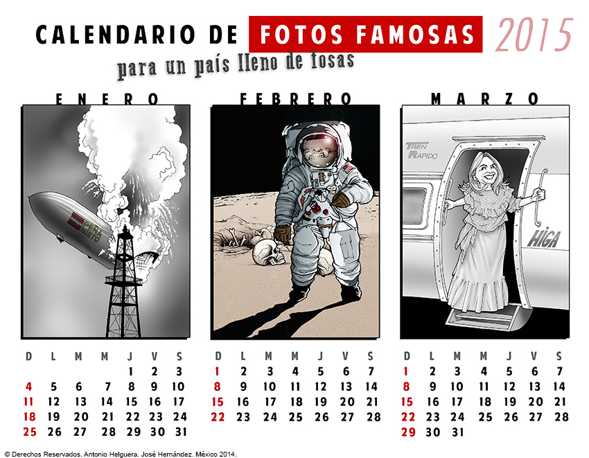 Calendario de fotos famosas 2015 para un país lleno de fosas. Diciembre 2014.